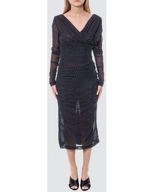 Dolce & Gabbana Dolce &Amp Gabbana Vestido Midi De Tubo De Lunares Con Diseño Fruncido - Azul