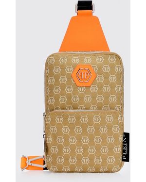 Philipp Plein Nylon Bag With Jacquard Logo - Brown