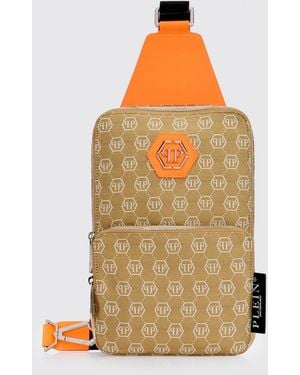 Philipp Plein Nylon Bag With Jacquard Logo - Brown