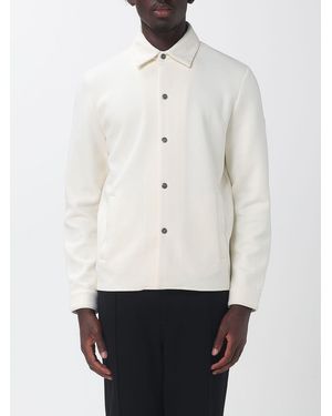 Heskimo Crêpe Overshirt With Classic Collar And America Pockets - White