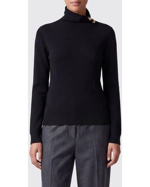 Alberta Ferretti Slim Fit Virgin Wool Turtleneck Sweater With Ribbed Trims - Blue