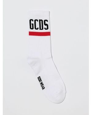 Gcds Stretch Cotton Socks With Jacquard Logo - White