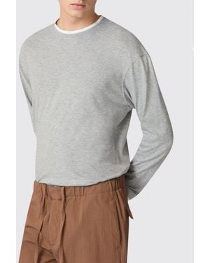 Lardini Long-Sleeved Cotton T-Shirt With Contrasting Trims - Grey