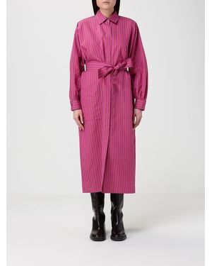 Max Mara Striped Cotton And Silk Chemisier Dress - Pink