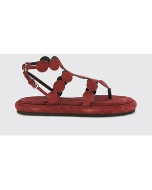 Pierre Hardy Low-Heeled Suede Thong Sandals With An Ankle Strap - Red