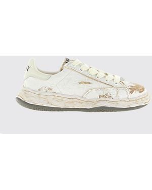 Maison Mihara Yasuhiro Charles Distressed Cotton Canvas Trainers - White
