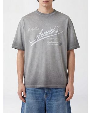 Amiri Baumwoll-T-Shirt Mit Abstraktem Druck Und Logo - Grau