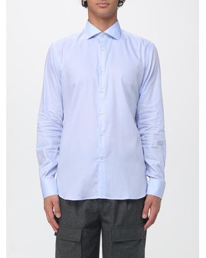 Brooksfield Camisa Slim Fit De Sarga De Algodón A Rayas Con Cuello Francés - Azul