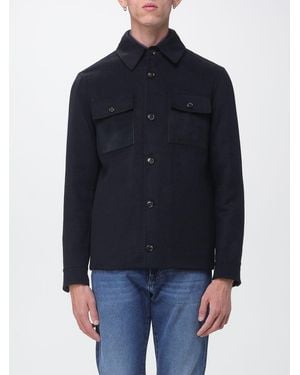 Luciano Barbera Short Wool And Cashmere Coat With Patch Pockets - Blue