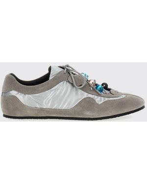 Cecilie Bahnsen Blaise Suede And Nylon Trainers With Beads - White