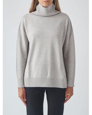 Max Mara Dropped Shoulder Virgin Wool Turtleneck Sweater - Gray