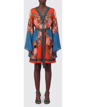 Etro Paisley Print Silk Mini Dress - Red