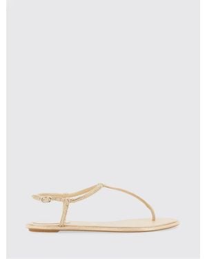 Rene Caovilla Diana Nappa Leather Sandals With Rhinestones - Natural