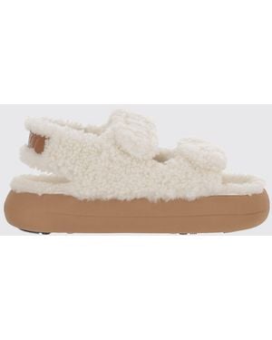 Moon Boot Shearling-Sandale - Weiß