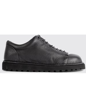 Marsèll Pallottola Tumbled Leather Derby Shoes With Notched Sole - Black