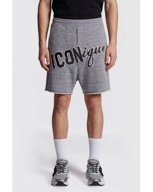 DSquared² Cotton Sports Shorts With High Elastic Waist And Logo - Grey