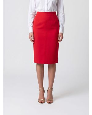 Elisabetta Franchi High-Waisted Crêpe Midi Pencil Skirt With Back Closure - Red