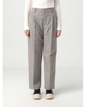 Marni Pants In Wool Blend With Houndstooth Pattern - Gray