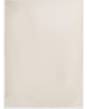 Max Mara Wool And Silk Scarf With Monogram - Natural