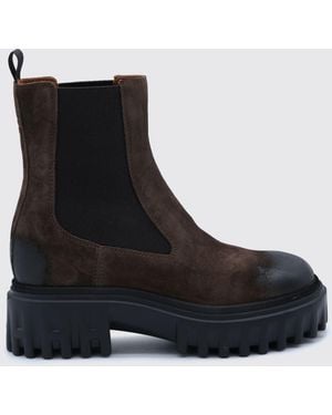 Hogan Bottines Chelsea H700 En Cuir Suédé Avec Talon Bas - Noir
