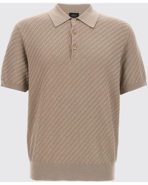 Brioni Textured Knit Polo Shirt - Natural