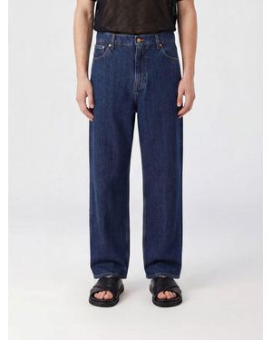 Jil Sander Vaqueros Anchos De Talle Medio En Denim De Algodón - Azul
