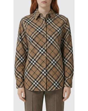 Burberry Wool Blend Shirt With Vintage Check Motif - Brown