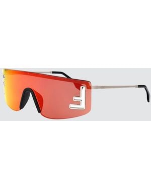 Fendi Ff Monogram Metal Shield Sunglasses - Red