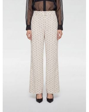 Valentino Geometric Cotton Blend Palazzo Pants - White
