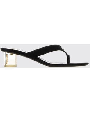 Saint Laurent Frida Satin Thong Mule Sandals With Square Toe And Low Heel - White