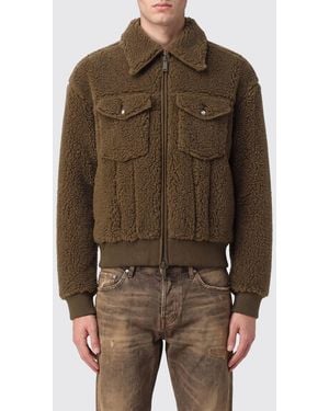 DSquared² Shearling Bomber Jacket With Classic Collar And Patch Pockets - Brown