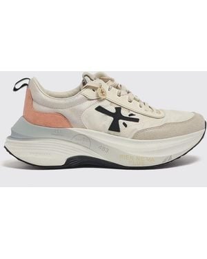 Premiata Zapatillas Hill De Nailon Y Ante Con Suela Chunky - Blanco