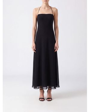 The Row Javier Silk Halterneck Gown With Flared Skirt - Black