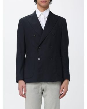 Boglioli Double Breasted Virgin Wool Blazer - Blue