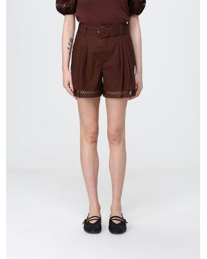 Twinset Cotton Shorts With Belt - Brown