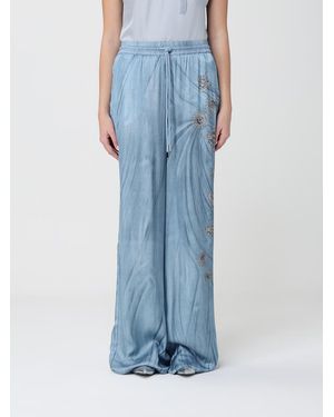 Pinko Cotton Palazzo Pants With Jewel Print - Blue