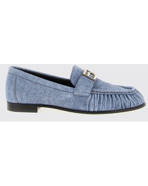 Fendi Baguette Cotton Denim Loafers - White