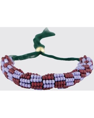 ALÉMAIS Armband Aus Stoff Mit Perlen - Weiß