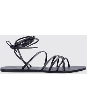 Manebí Leather Gladiator Sandals With Low Heel And Ankle-Tie Straps - White