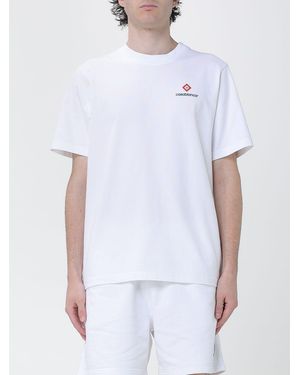 CASABLANCA Organic Cotton Crew Neck T-Shirt With Logo Print - White
