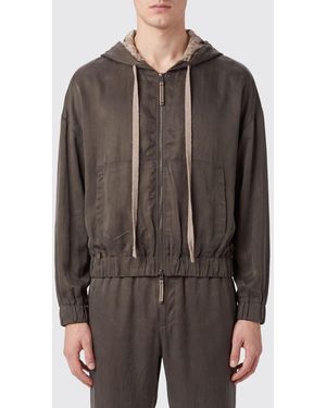 Ziggy Chen Cupro Cotton Hooded Windbreaker Jacket With Pouch Pocket - Brown