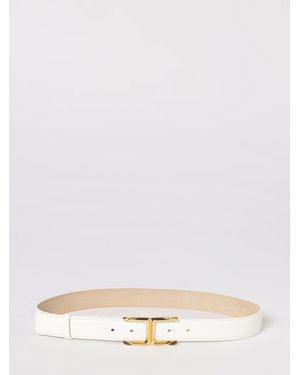 Elisabetta Franchi Hammered Leather Belt - Natural