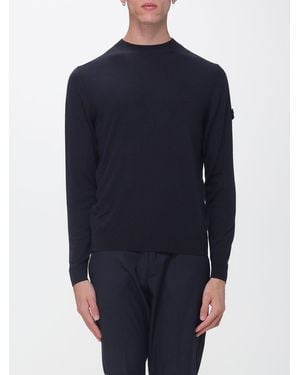 Peuterey Pure Wool Crew-Neck Jumper With Logo Patch On The Sleeve - Blue
