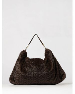 Liu Jo Large Soft Faux Fur Tote Bag With Logo Charm - Black