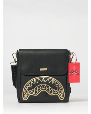 Sprayground Faux Leather Bag With Printed Logo - Black