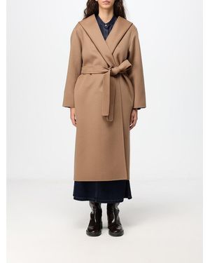 Max Mara Abrigo Largo Tipo Bata De Mezcla De Lana Con Capucha - Blanco