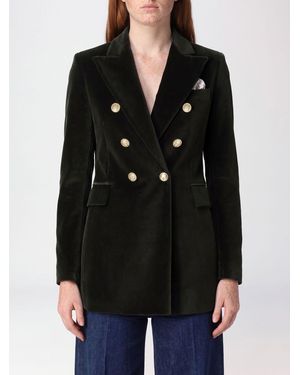 Circolo 1901 Slim Fit Double-Breasted Cropped Velvet Blazer - Black