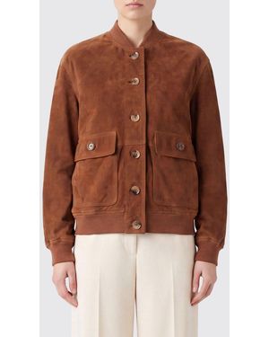 Valentino Garavani Cazadora Bomber De Piel De Cordero De Ante Con Capucha Y Corte Relajado - Marrón