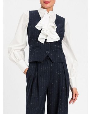 Twinset Chaleco De Sastre Con Raya Diplomática De En Mezcla De Viscosa - Azul