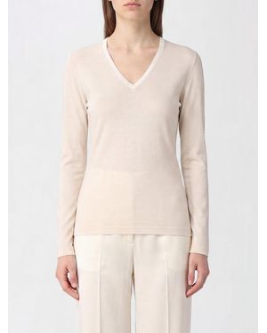 Fabiana Filippi Long-Sleeved V-Neck T-Shirt - Natural